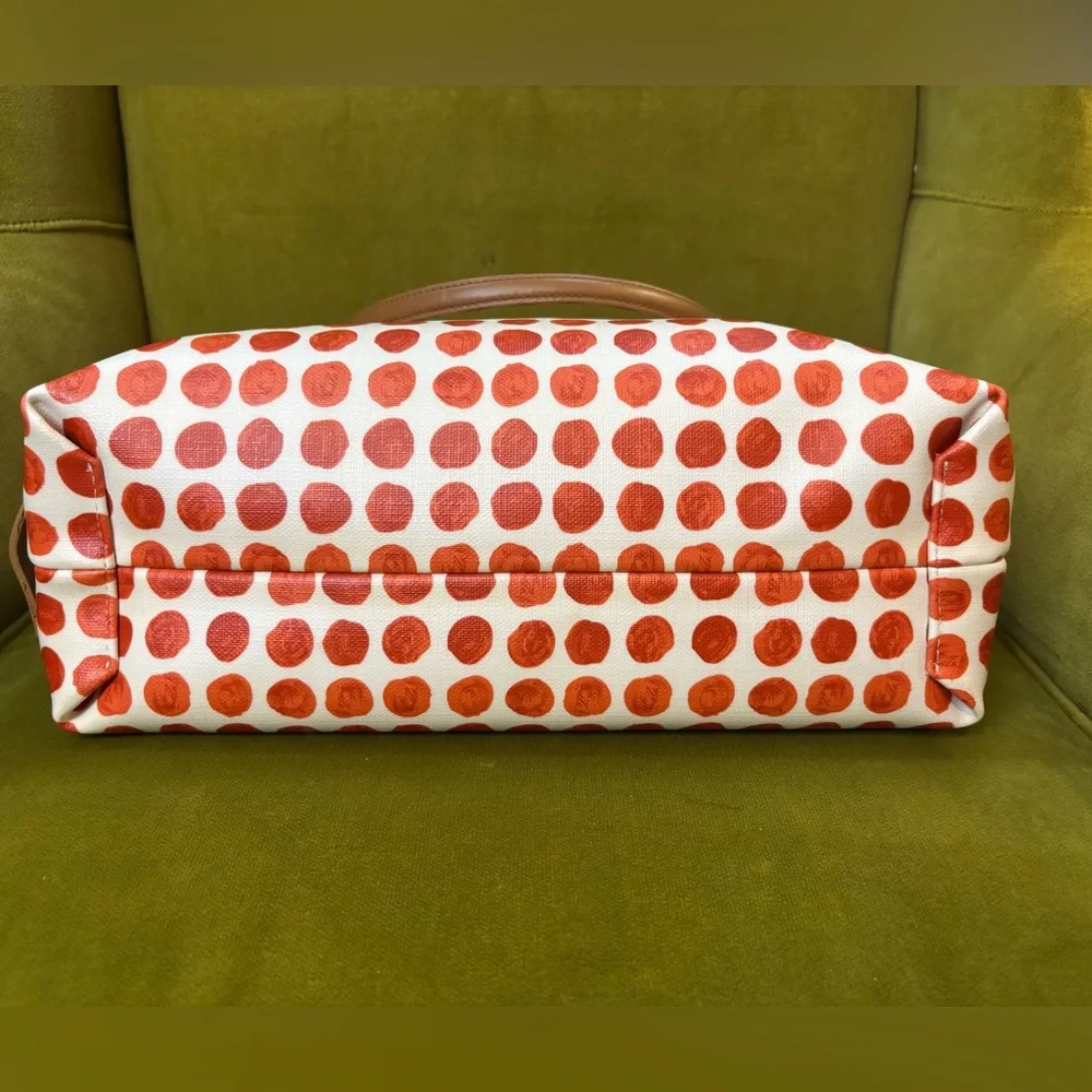 Coach Orange Polka Dot Coated Canvas Tote - Picture 4 of 11
